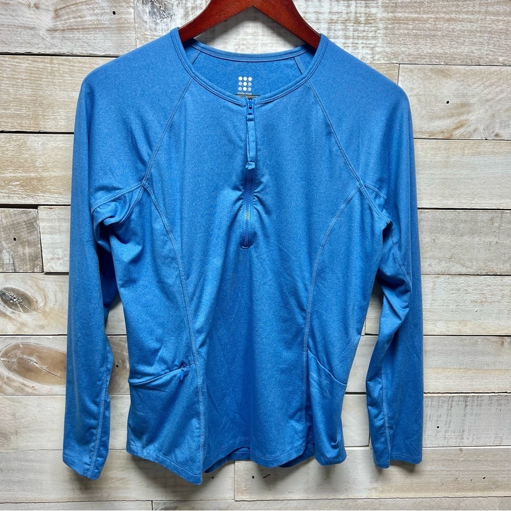 Title Nine Top Womens Medium Blue 1/4 Zip Sunbuster 2.0 Long Sleeve Hiking - Picture 1 of 11